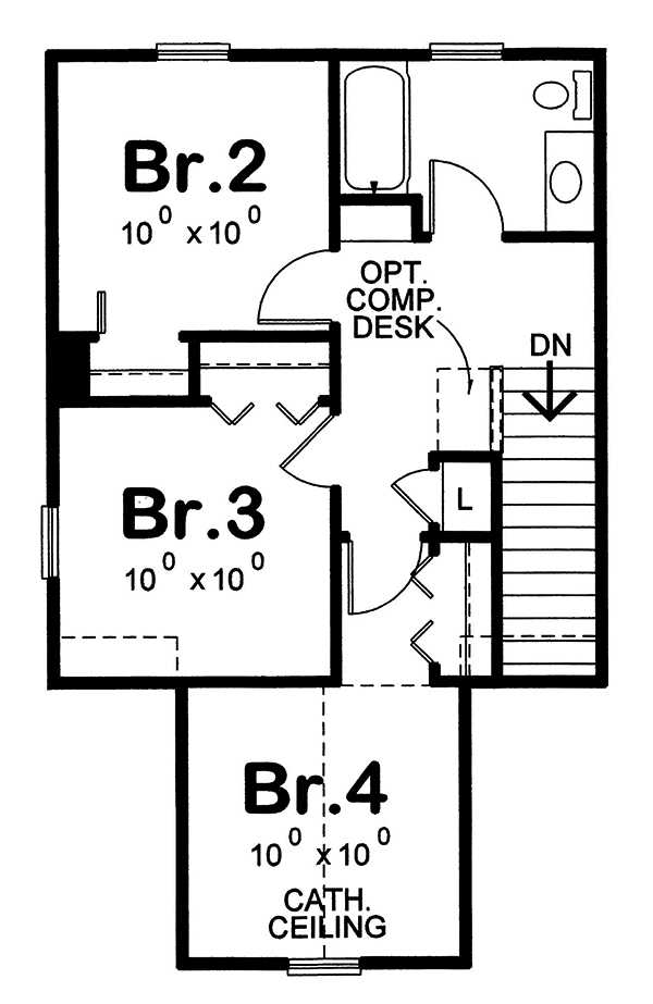 Floor Plan Second Story of Craftsman Plan #120-2553