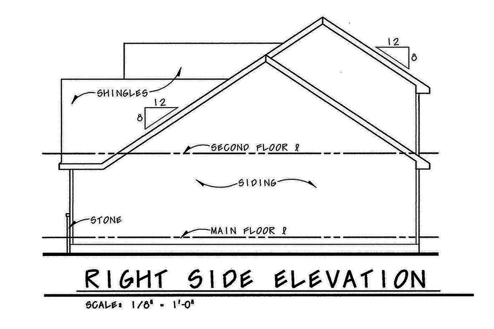 Home Plan Right Elevation of this 4-Bedroom,1480 Sq Ft Plan -120-2553