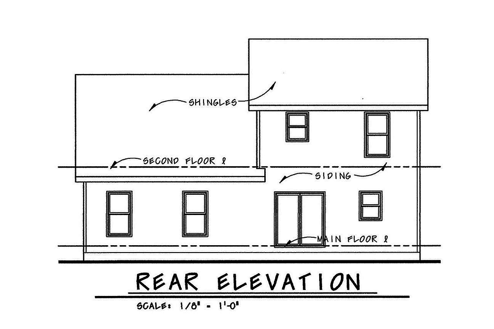 Home Plan Rear Elevation of this 4-Bedroom,1480 Sq Ft Plan -120-2553