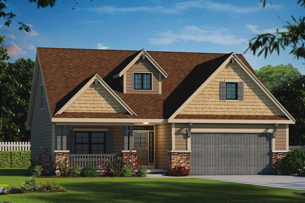 Front elevation of Craftsman home (ThePlanCollection: House Plan #120-2554)