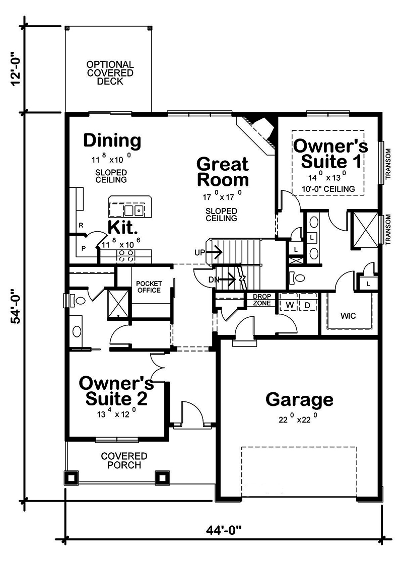 Floor Plan First Story of Craftsman Plan #120-2555