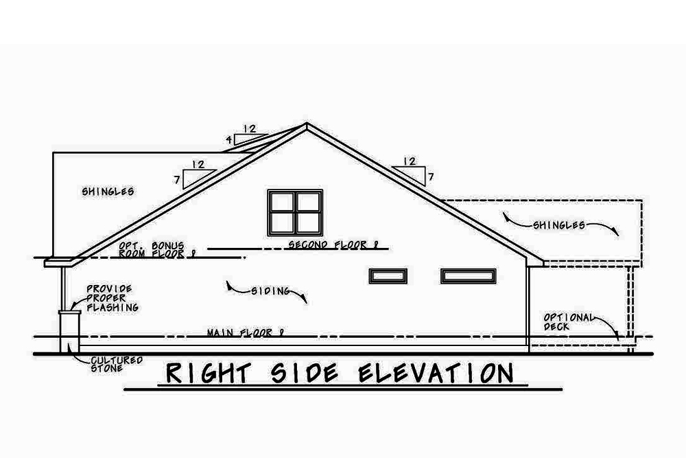 Home Plan Right Elevation of this 4-Bedroom,2232 Sq Ft Plan -120-2555
