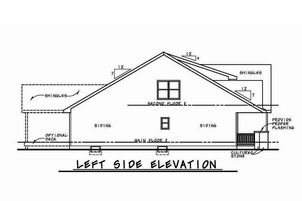 Home Plan Left Elevation of this 4-Bedroom,2232 Sq Ft Plan -120-2555
