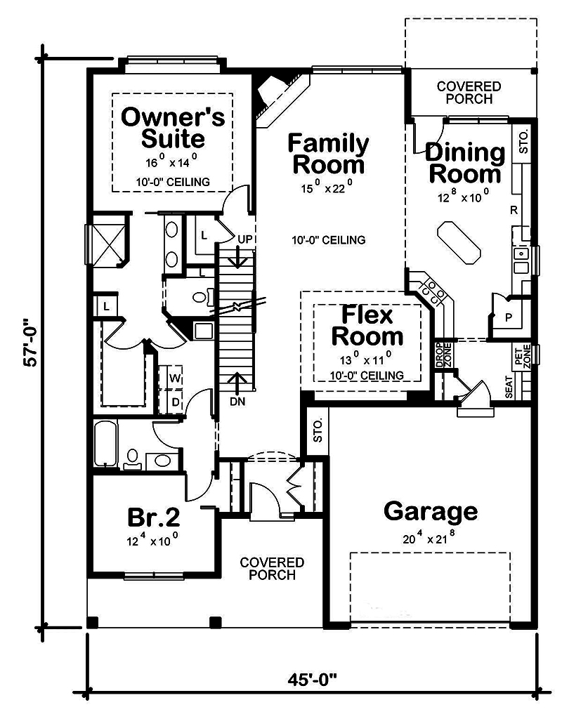 Floor Plan First Story of Craftsman Plan #120-2556
