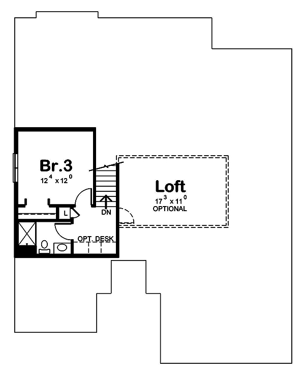 Floor Plan Second Story of Craftsman Plan #120-2556