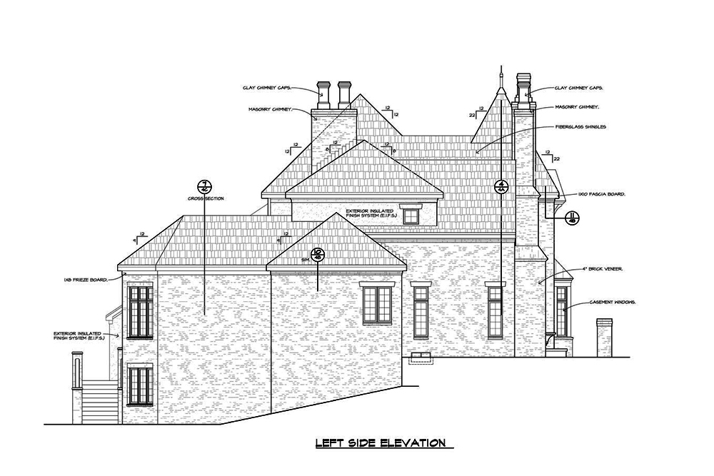 Home Plan Left Elevation of this 4-Bedroom,4683 Sq Ft Plan -120-2558