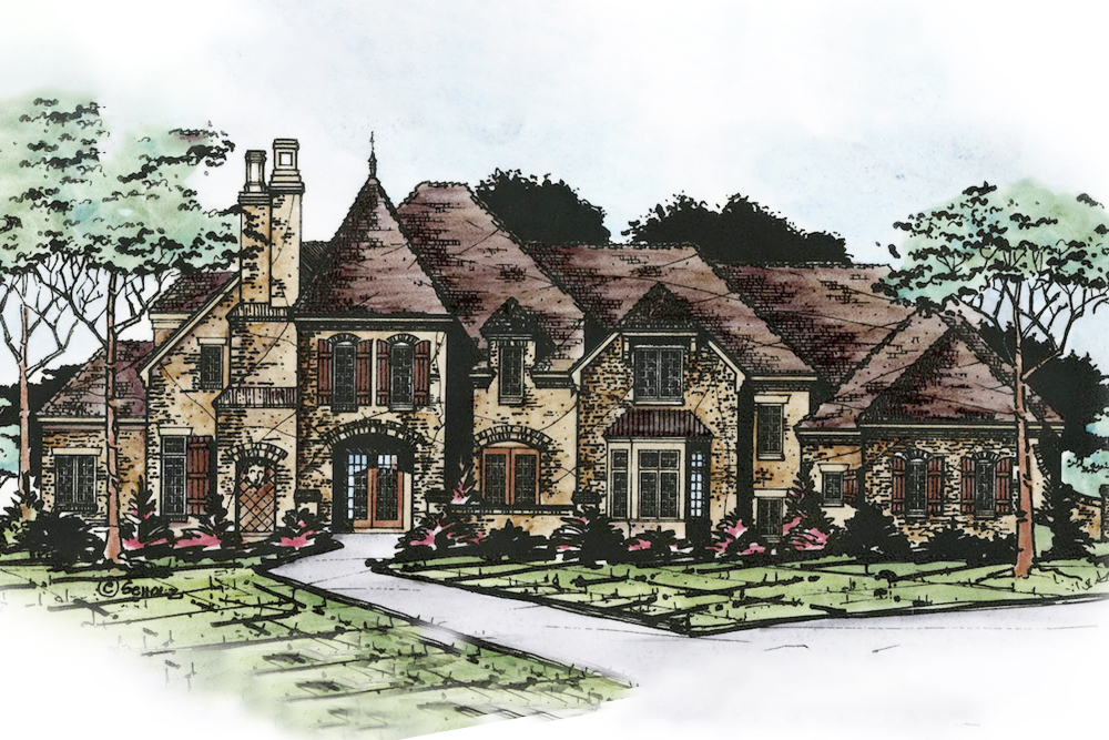Front View of this 4-Bedroom, 4683 Sq Ft Plan - 120-2558