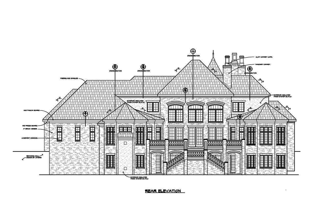 Home Plan Rear Elevation of this 4-Bedroom,4683 Sq Ft Plan -120-2558