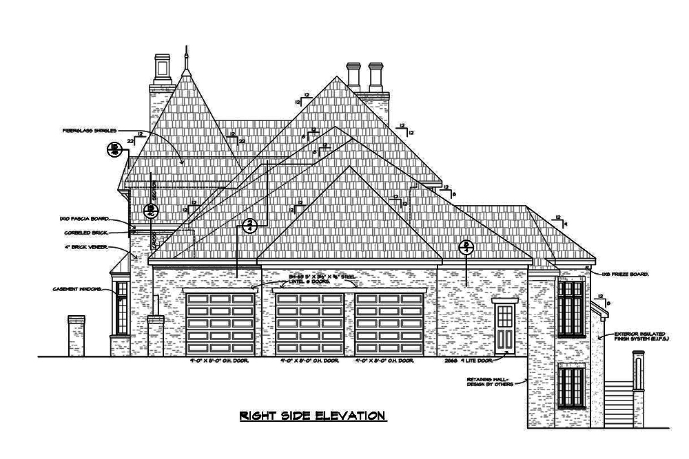 Home Plan Right Elevation of this 4-Bedroom,4683 Sq Ft Plan -120-2558