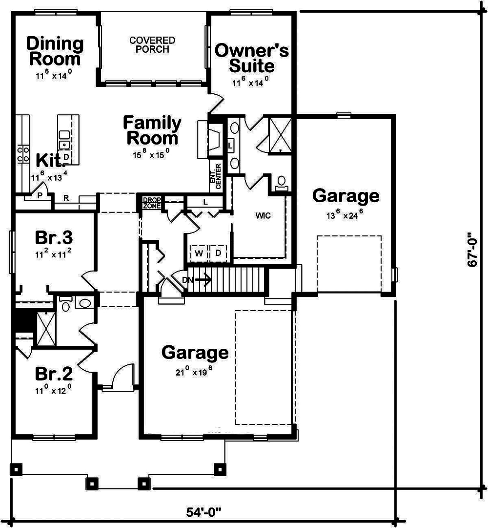 Floor Plan First Story of Craftsman Plan #120-2560