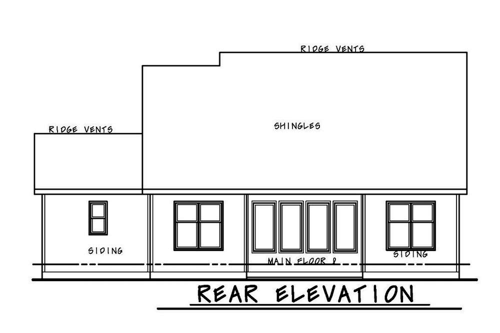 Home Plan Rear Elevation of this 3-Bedroom,1757 Sq Ft Plan -120-2560
