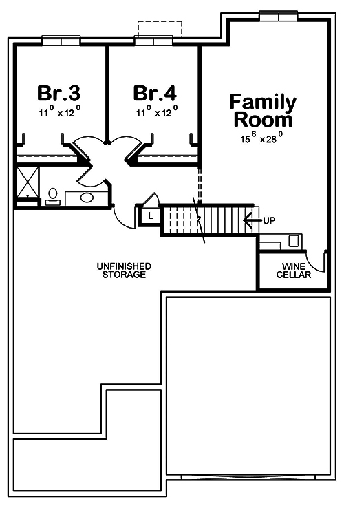 Floor Plan Basement of Cottage Plan #120-2561