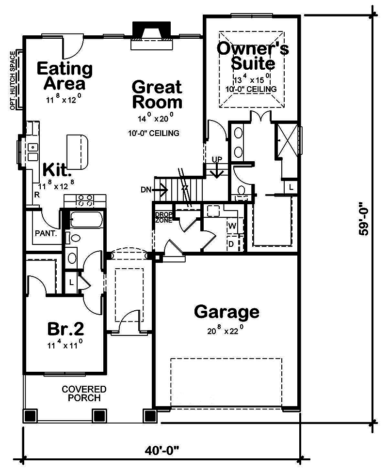 Floor Plan First Story of Cottage Plan #120-2561