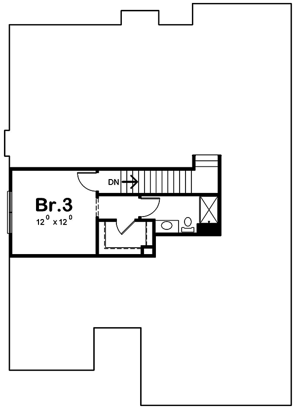 Floor Plan Second Story of Cottage Plan #120-2561