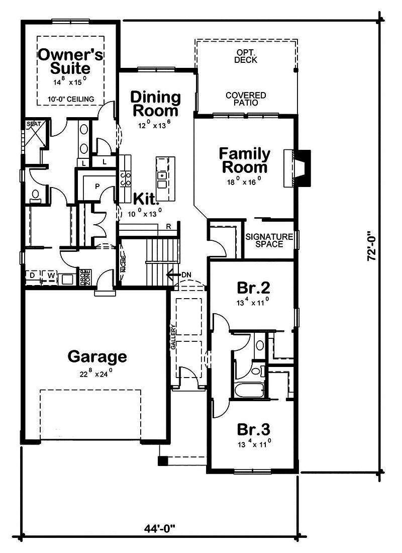 Floor Plan First Story of Craftsman Plan #120-2562