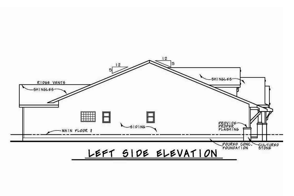 Home Plan Left Elevation of this 3-Bedroom,2071 Sq Ft Plan -120-2562