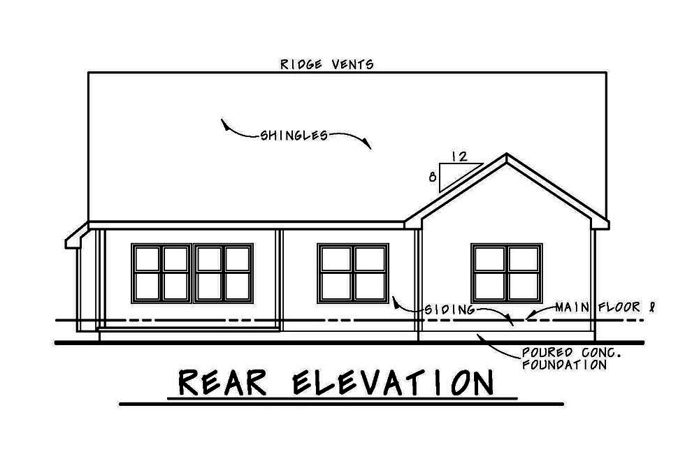Home Plan Rear Elevation of this 3-Bedroom,2071 Sq Ft Plan -120-2562