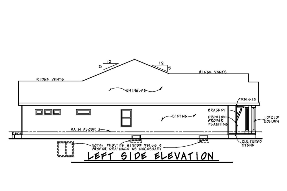 Home Plan Left Elevation of this 3-Bedroom,1886 Sq Ft Plan -120-2563