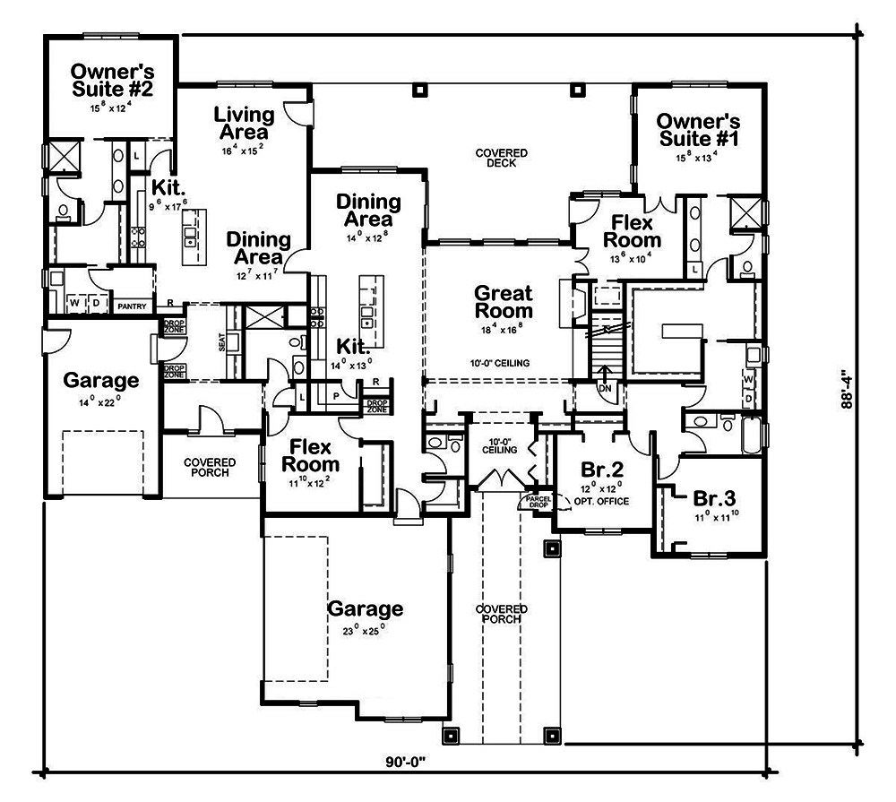 Floor Plan First Story of Traditional Plan #120-2566