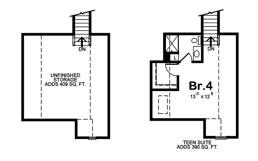Floor Plan Bonus Room of Traditional Plan #120-2568