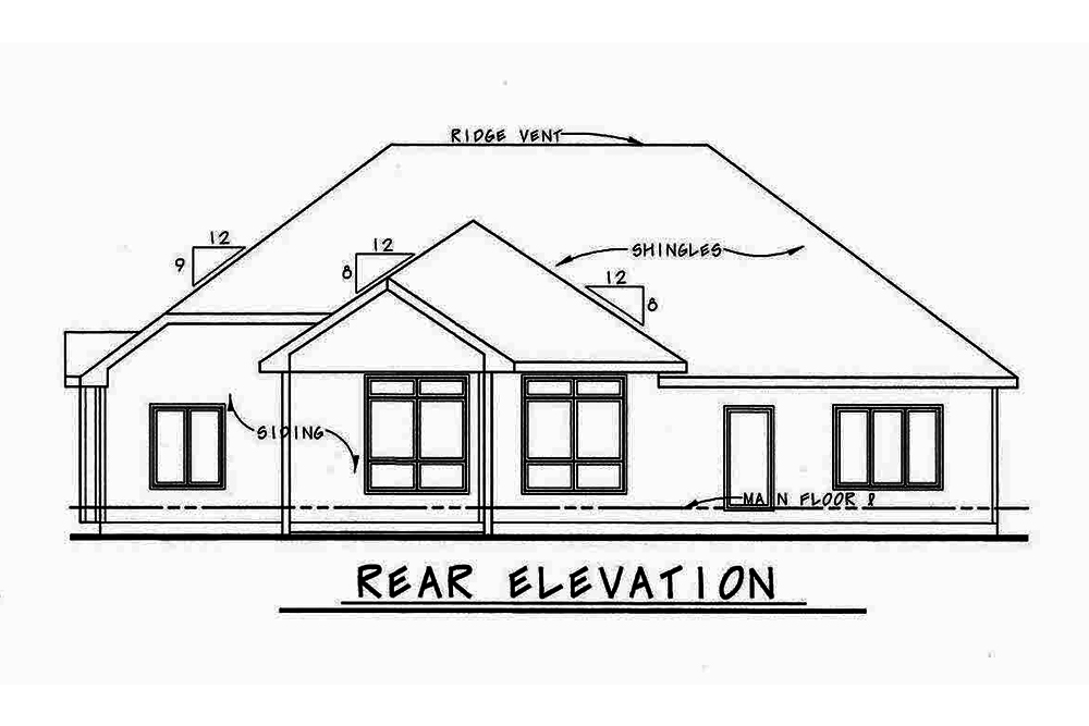 Home Plan Rear Elevation of this 3-Bedroom,2183 Sq Ft Plan -120-2568