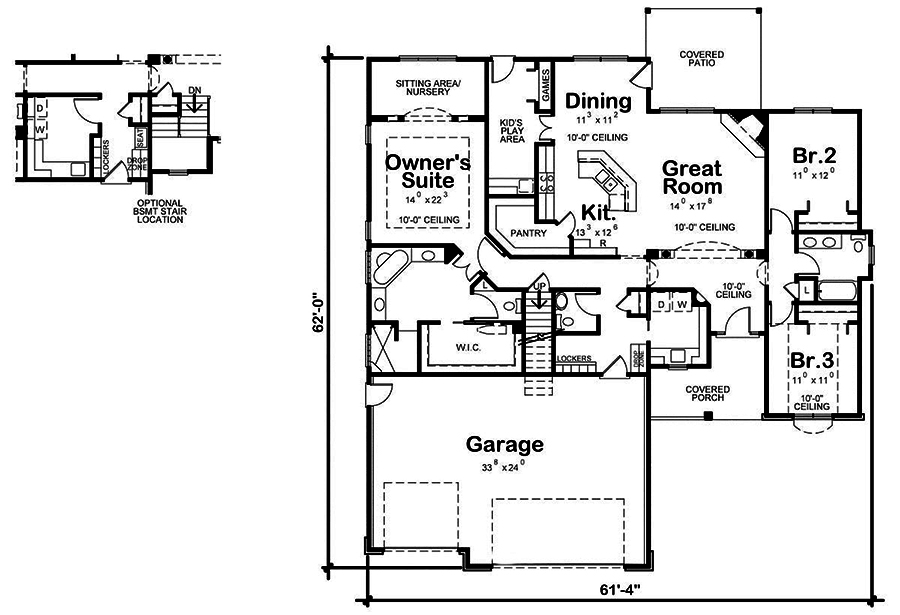 Floor Plan First Story of Traditional Plan #120-2568