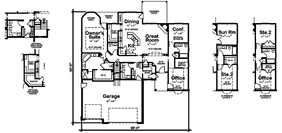 Floor Plan First Story of Traditional Plan #120-2569