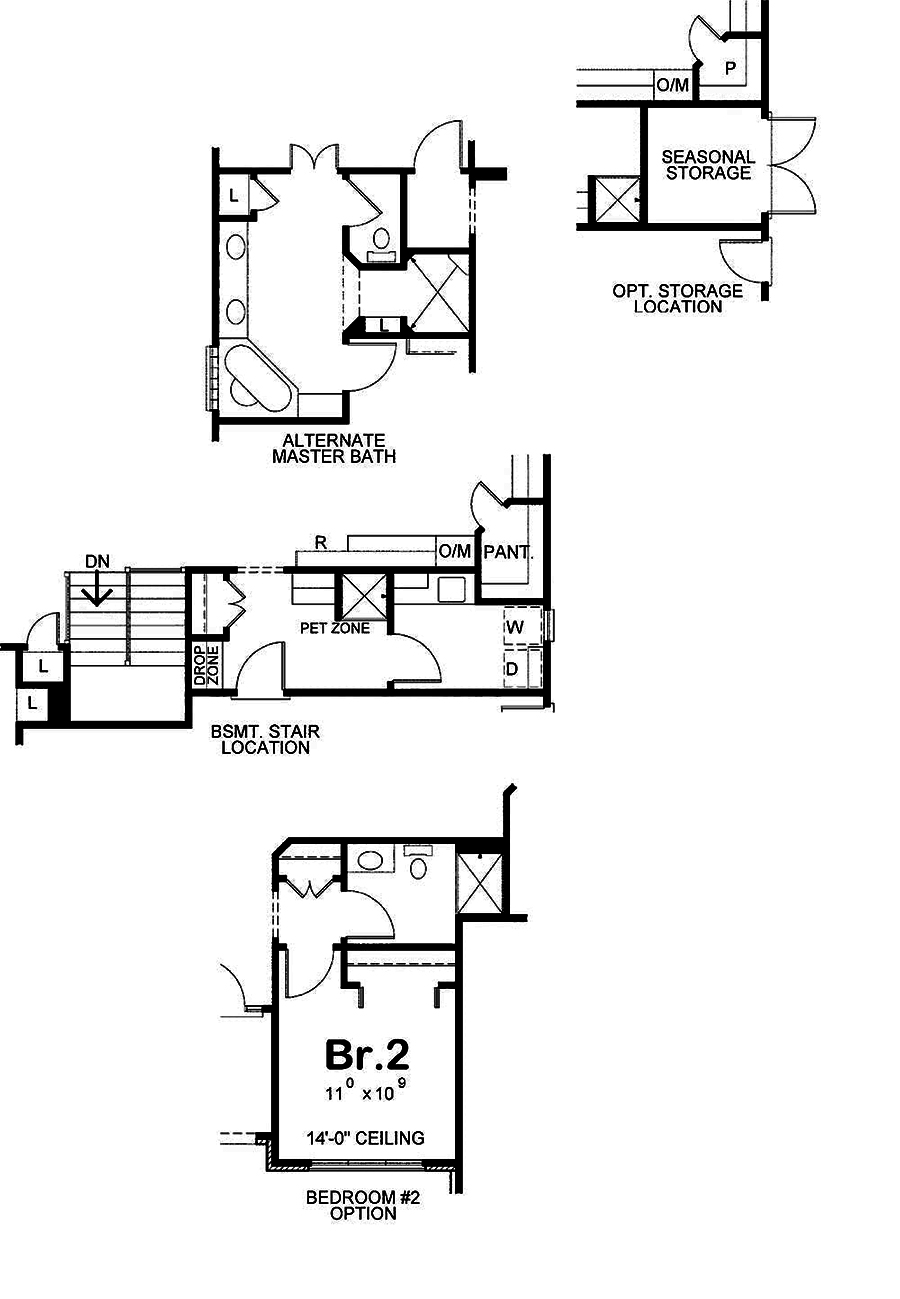 Floor Plan Basement of French Plan #120-2570