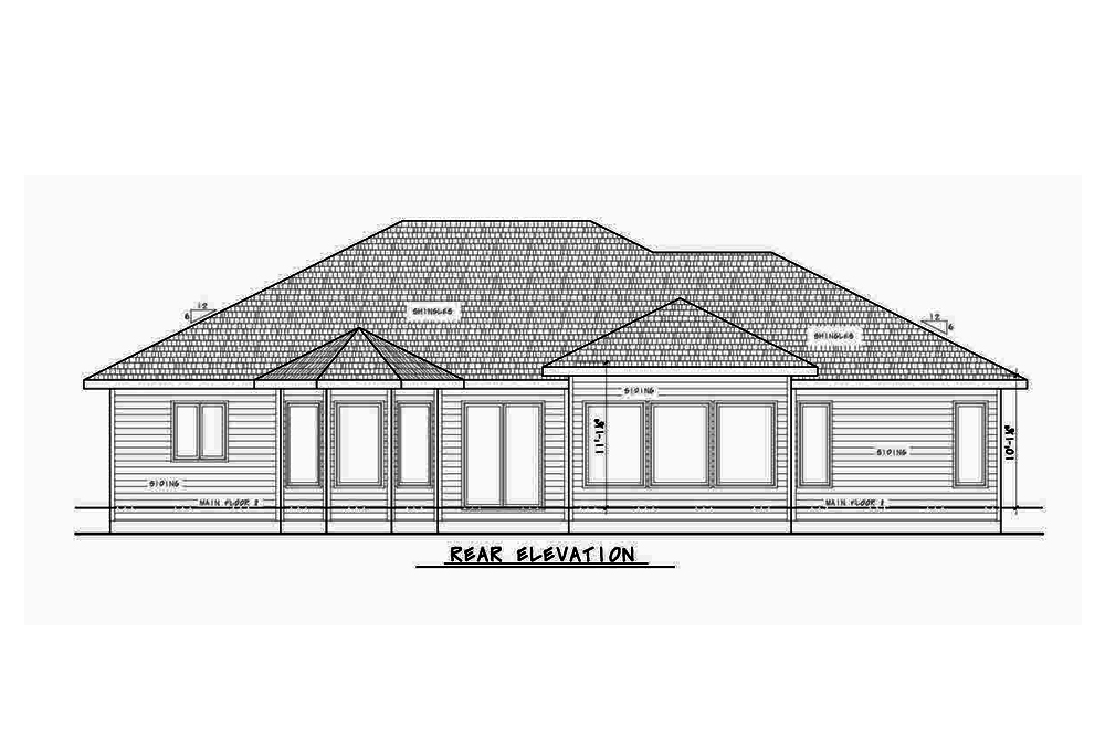 Home Plan Rear Elevation of this 2-Bedroom,2292 Sq Ft Plan -120-2570