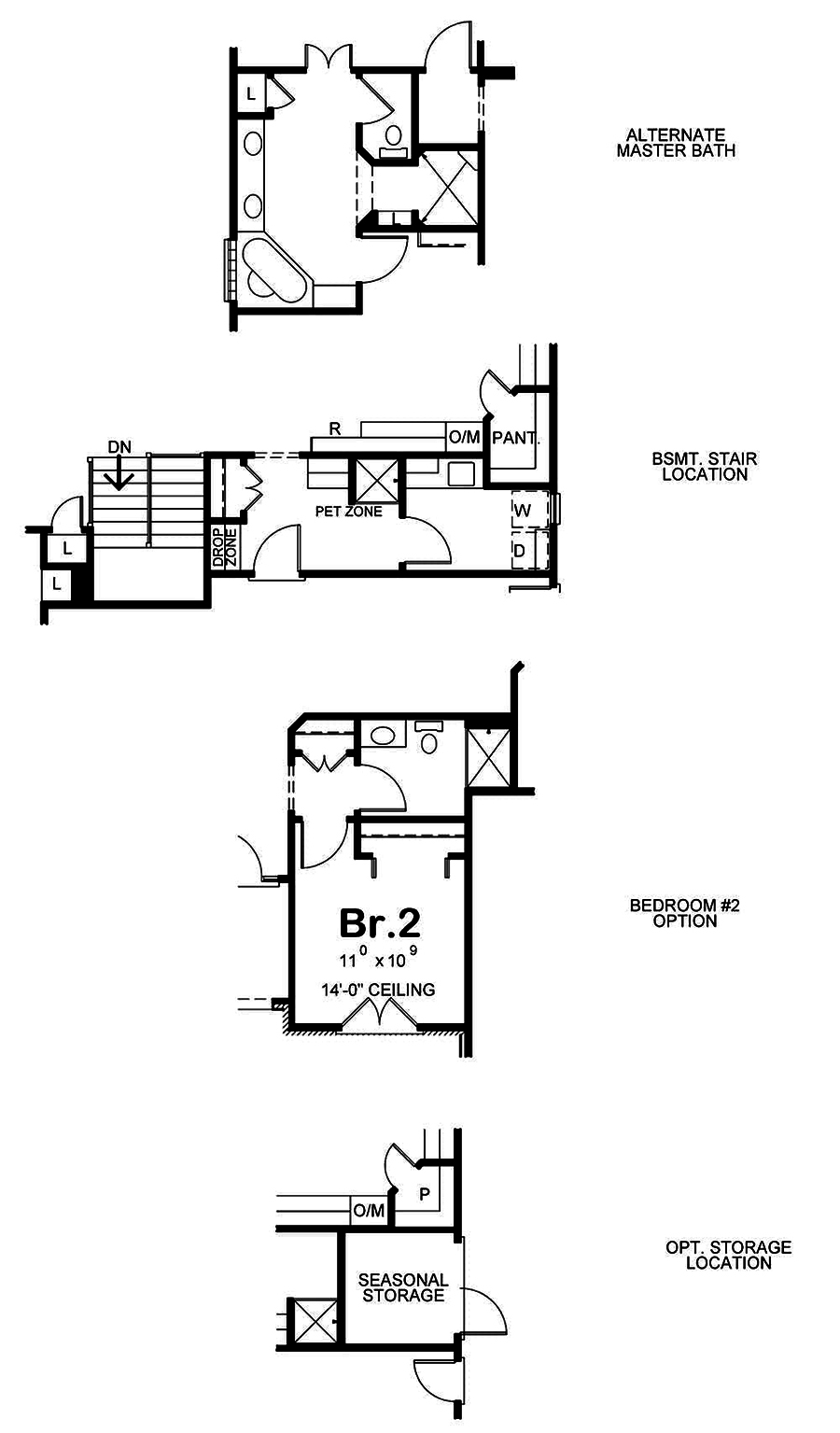Floor Plan Basement of French Plan #120-2571