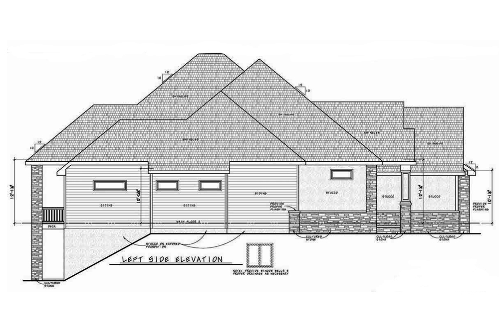 Home Plan Left Elevation of this 3-Bedroom,4140 Sq Ft Plan -120-2572