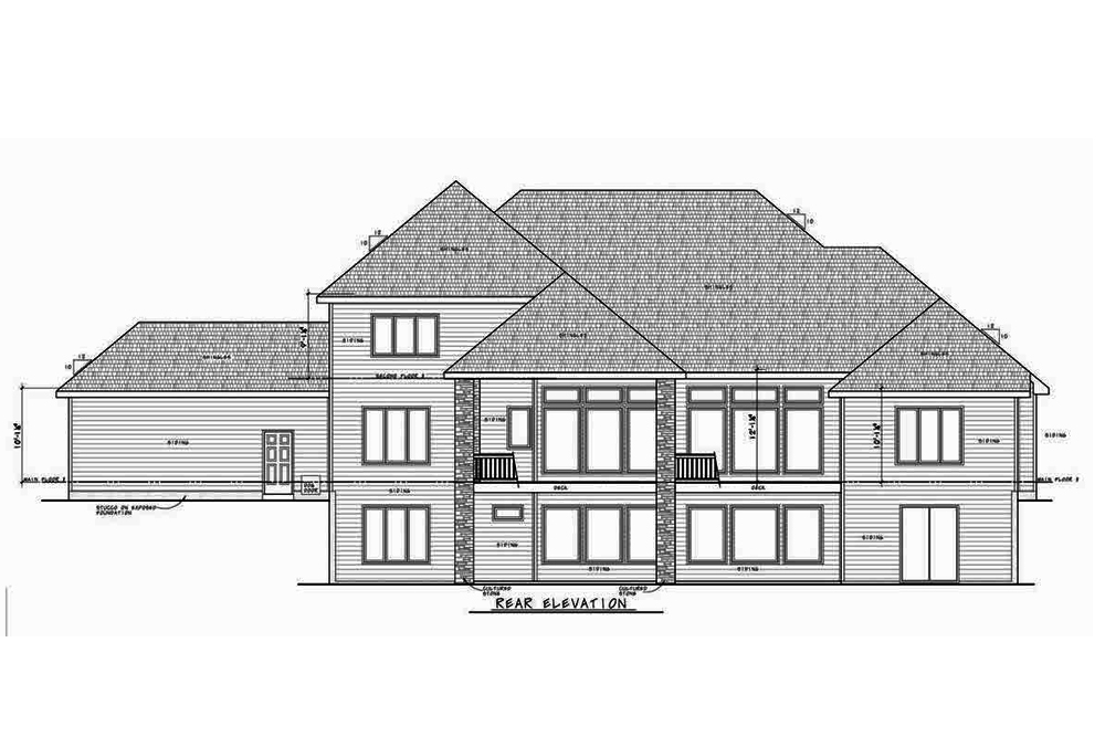 Home Plan Rear Elevation of this 3-Bedroom,4140 Sq Ft Plan -120-2572
