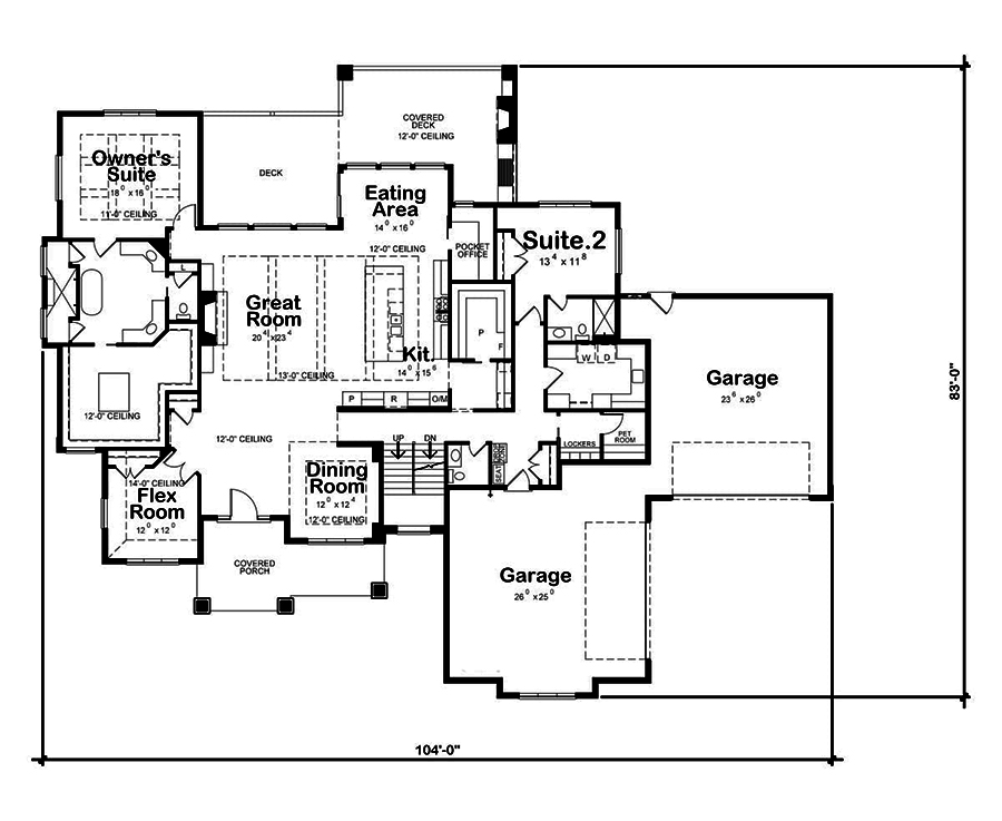 Floor Plan First Story of Traditional Plan #120-2572