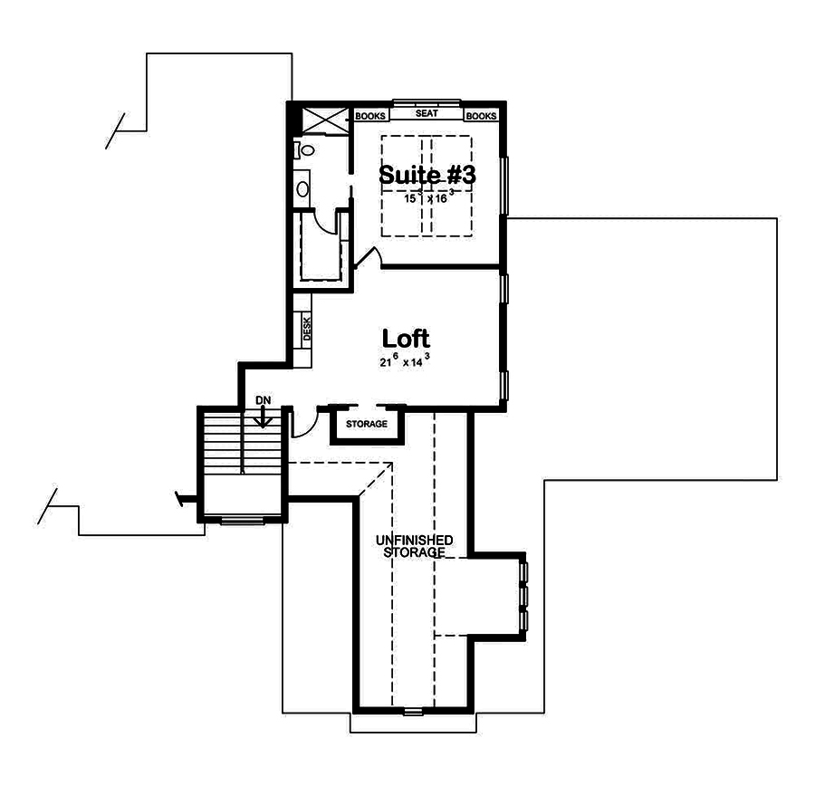 Floor Plan Second Story of Traditional Plan #120-2572