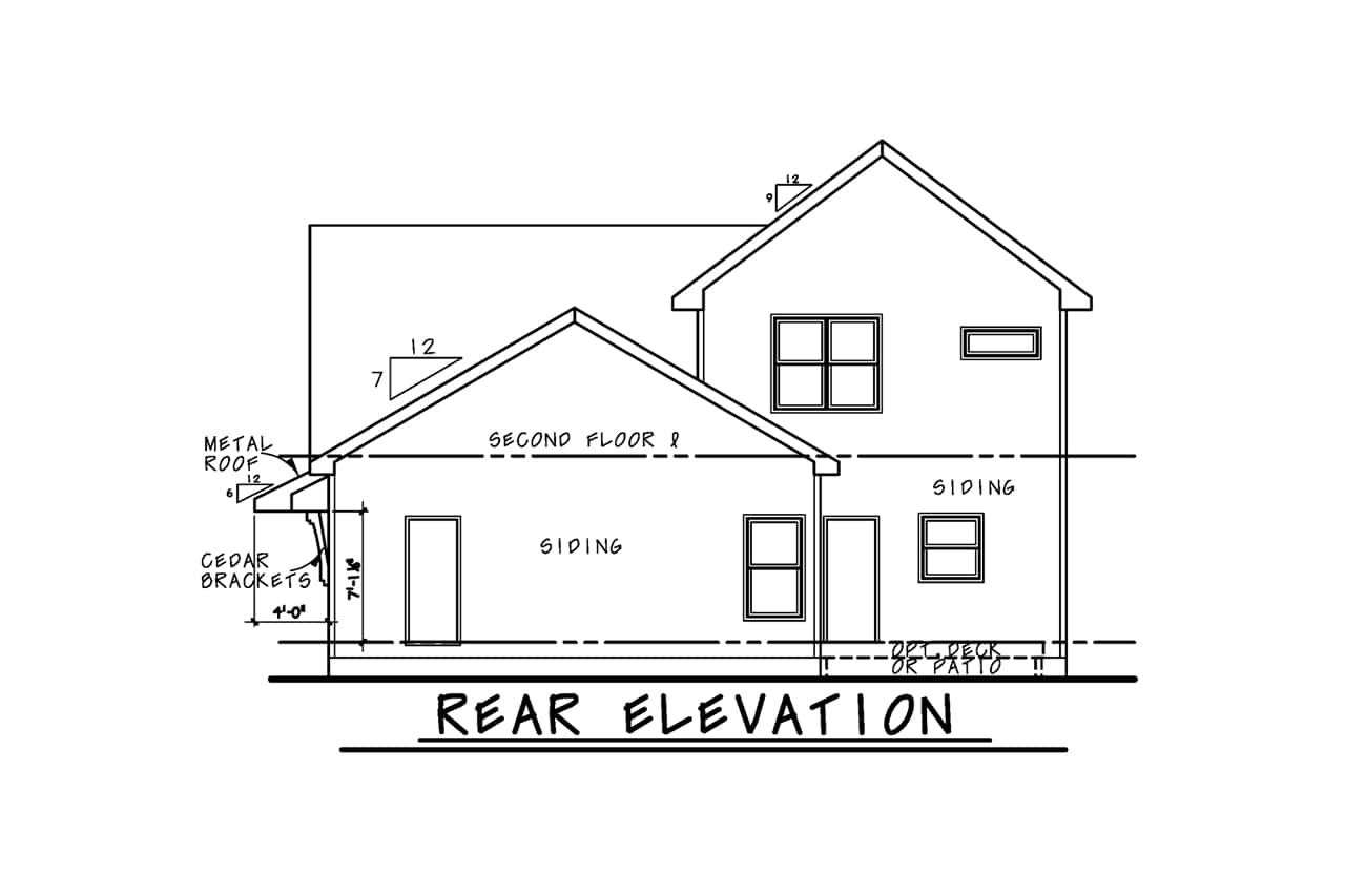 Home Plan Rear Elevation of this 3-Bedroom,2388 Sq Ft Plan -120-2573