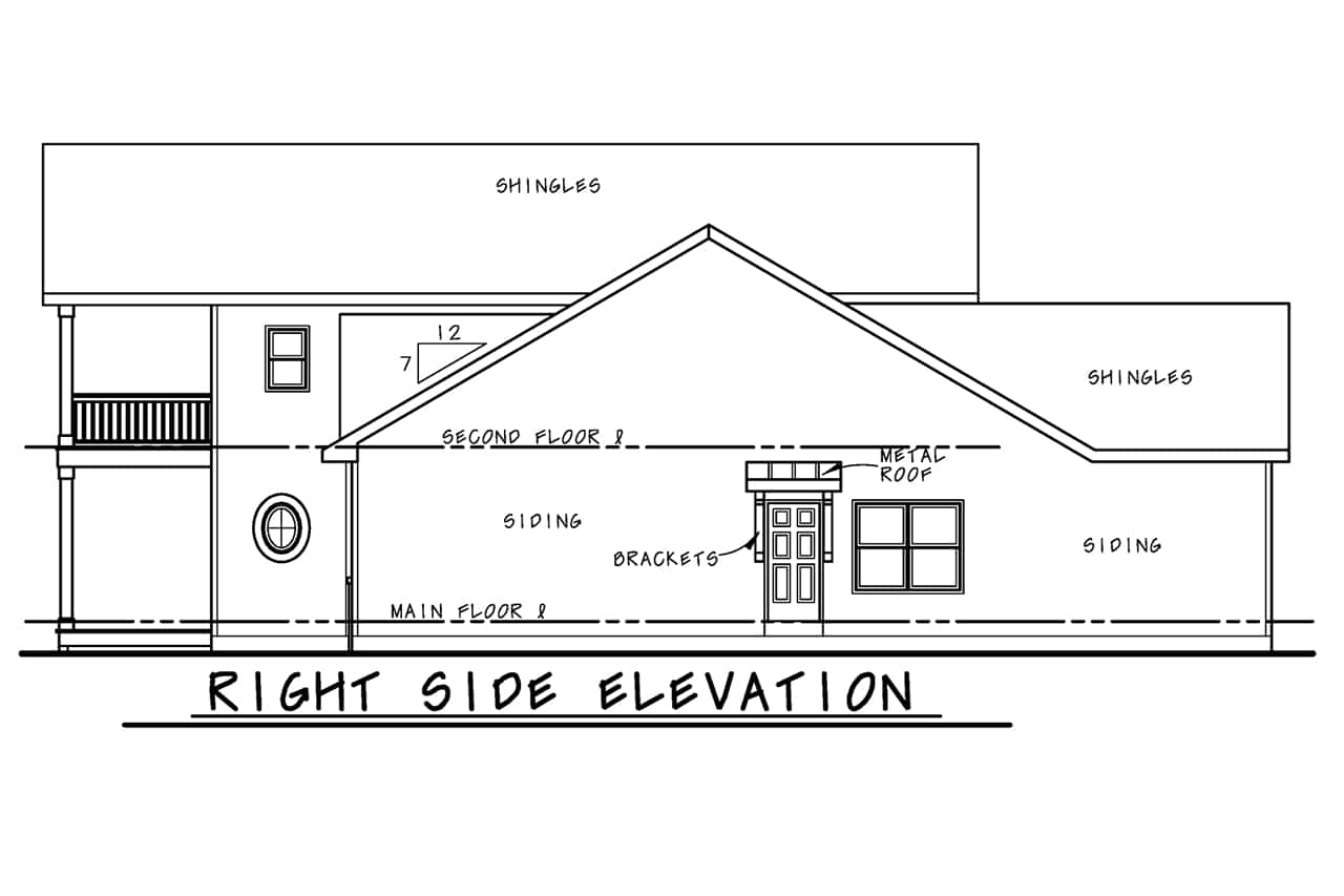 Home Plan Right Elevation of this 3-Bedroom,2388 Sq Ft Plan -120-2573