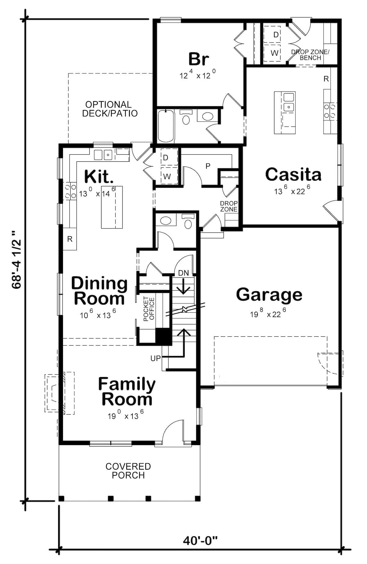 Floor Plan Main Level of Coastal Plan #120-2573