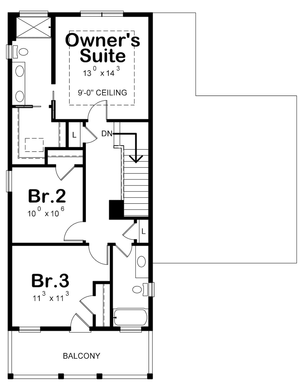 Floor Plan Upper Level of Coastal Plan #120-2573