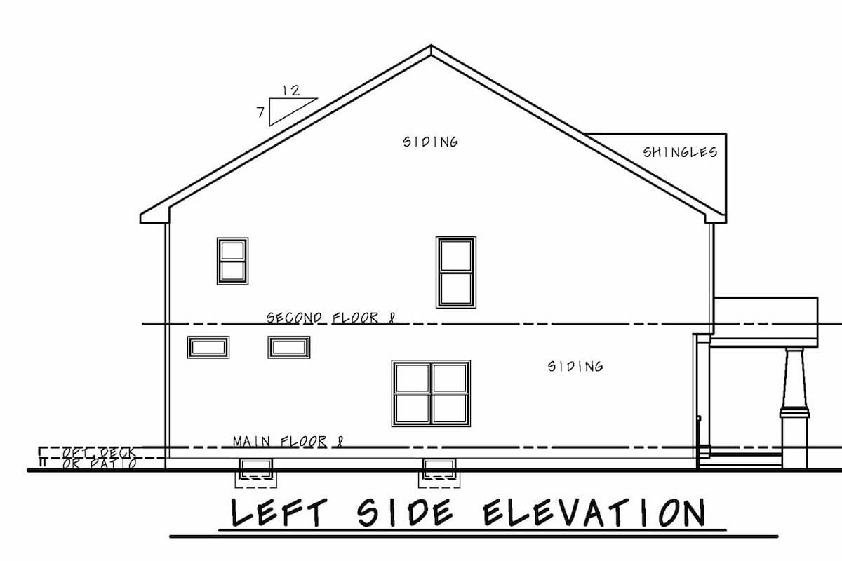 Home Plan Left Elevation of this 4-Bedroom,2381 Sq Ft Plan -120-2574