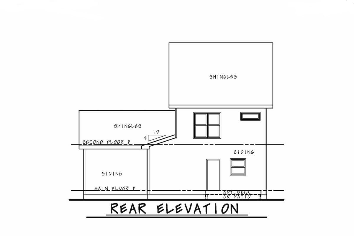 Home Plan Rear Elevation of this 4-Bedroom,2381 Sq Ft Plan -120-2574