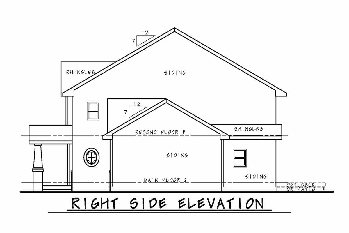 Home Plan Right Elevation of this 4-Bedroom,2381 Sq Ft Plan -120-2574