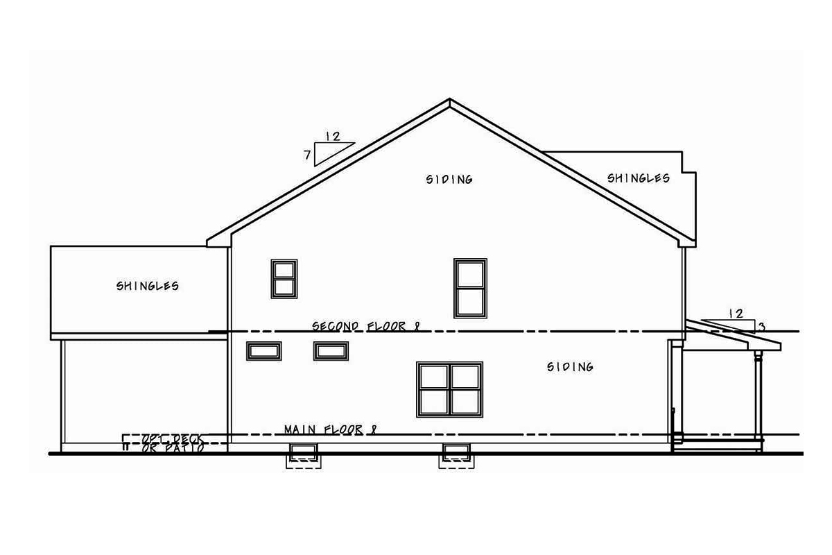 Home Plan Left Elevation of this 4-Bedroom,2389 Sq Ft Plan -120-2575