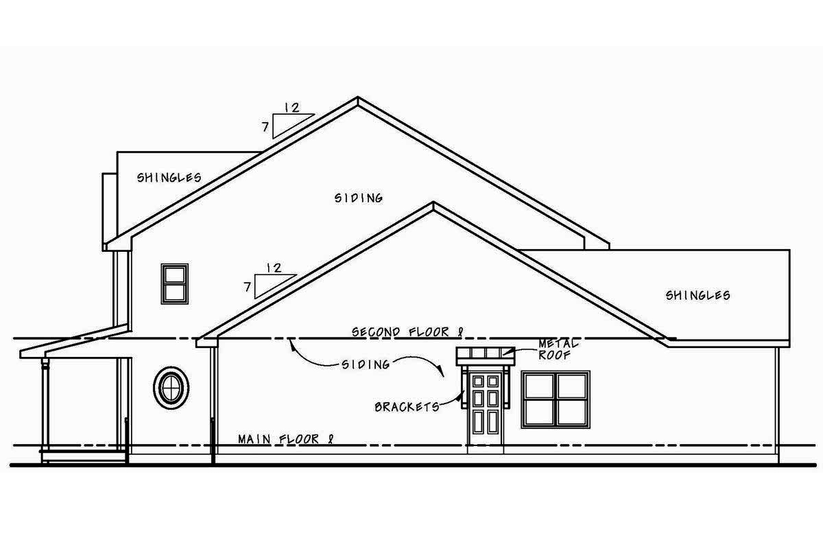 Home Plan Right Elevation of this 4-Bedroom,2389 Sq Ft Plan -120-2575