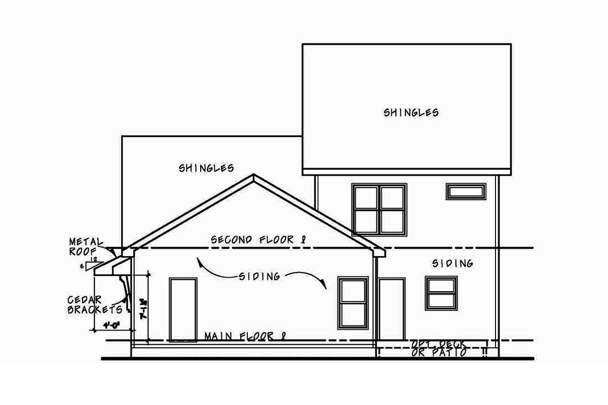 Home Plan Rear Elevation of this 4-Bedroom,2389 Sq Ft Plan -120-2575