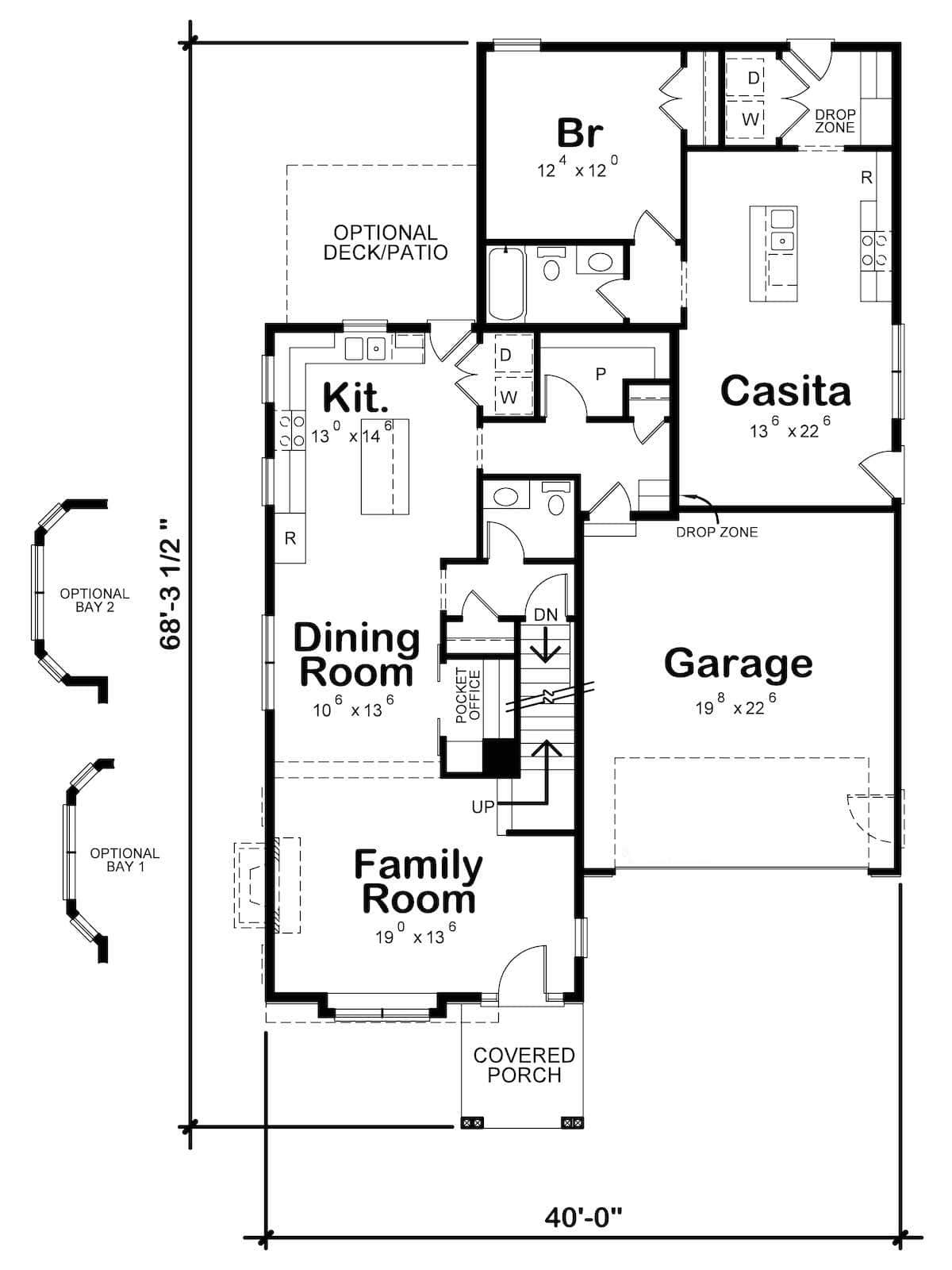 Floor Plan Main Level of Traditional Plan #120-2575