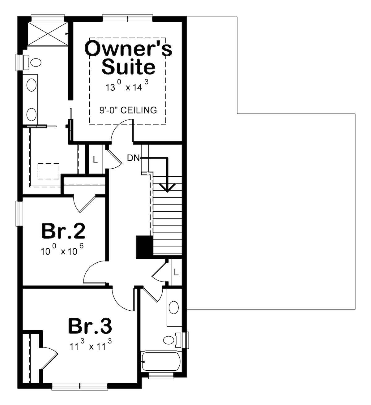 Floor Plan Upper Level of Traditional Plan #120-2575