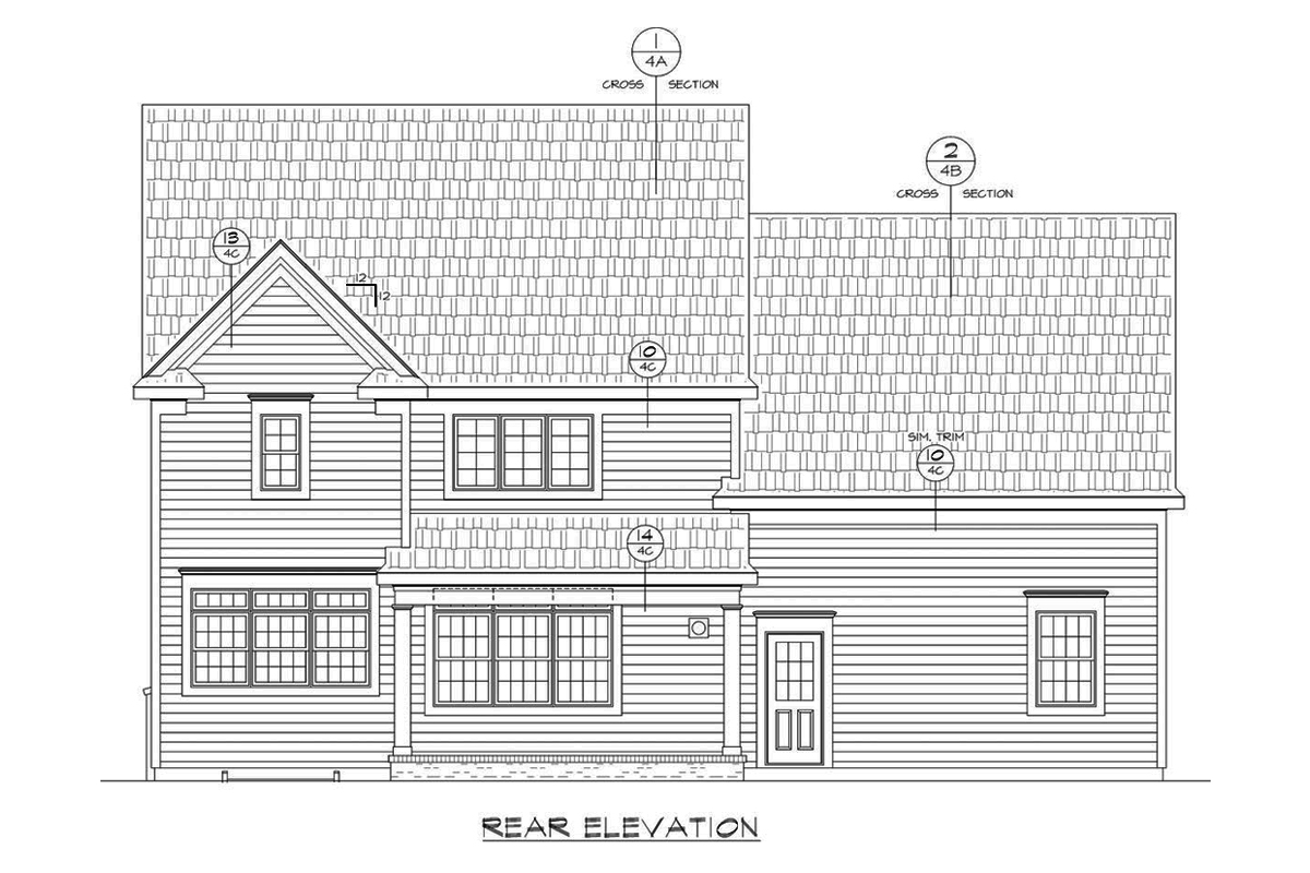 Home Plan Rear Elevation of this 4-Bedroom,2607 Sq Ft Plan -120-2577