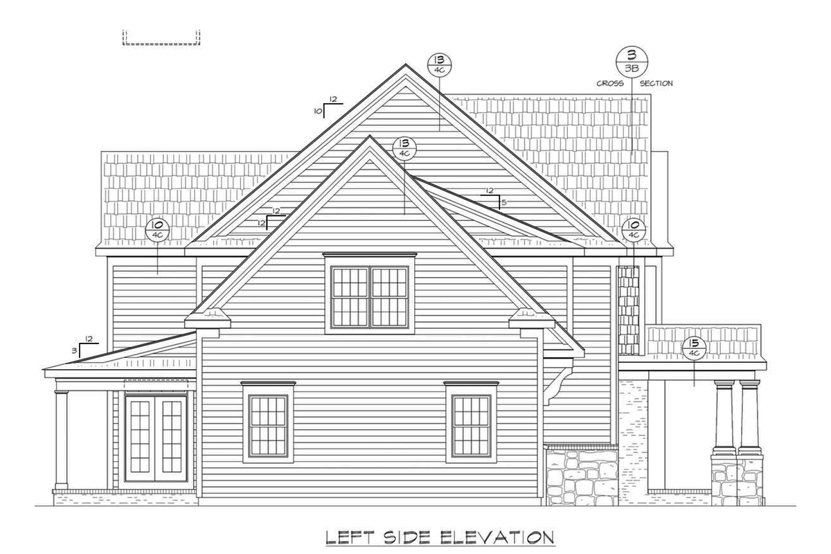 Home Plan Left Elevation of this 4-Bedroom,2607 Sq Ft Plan -120-2577