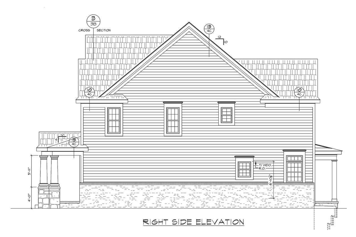 Home Plan Right Elevation of this 4-Bedroom,2607 Sq Ft Plan -120-2577