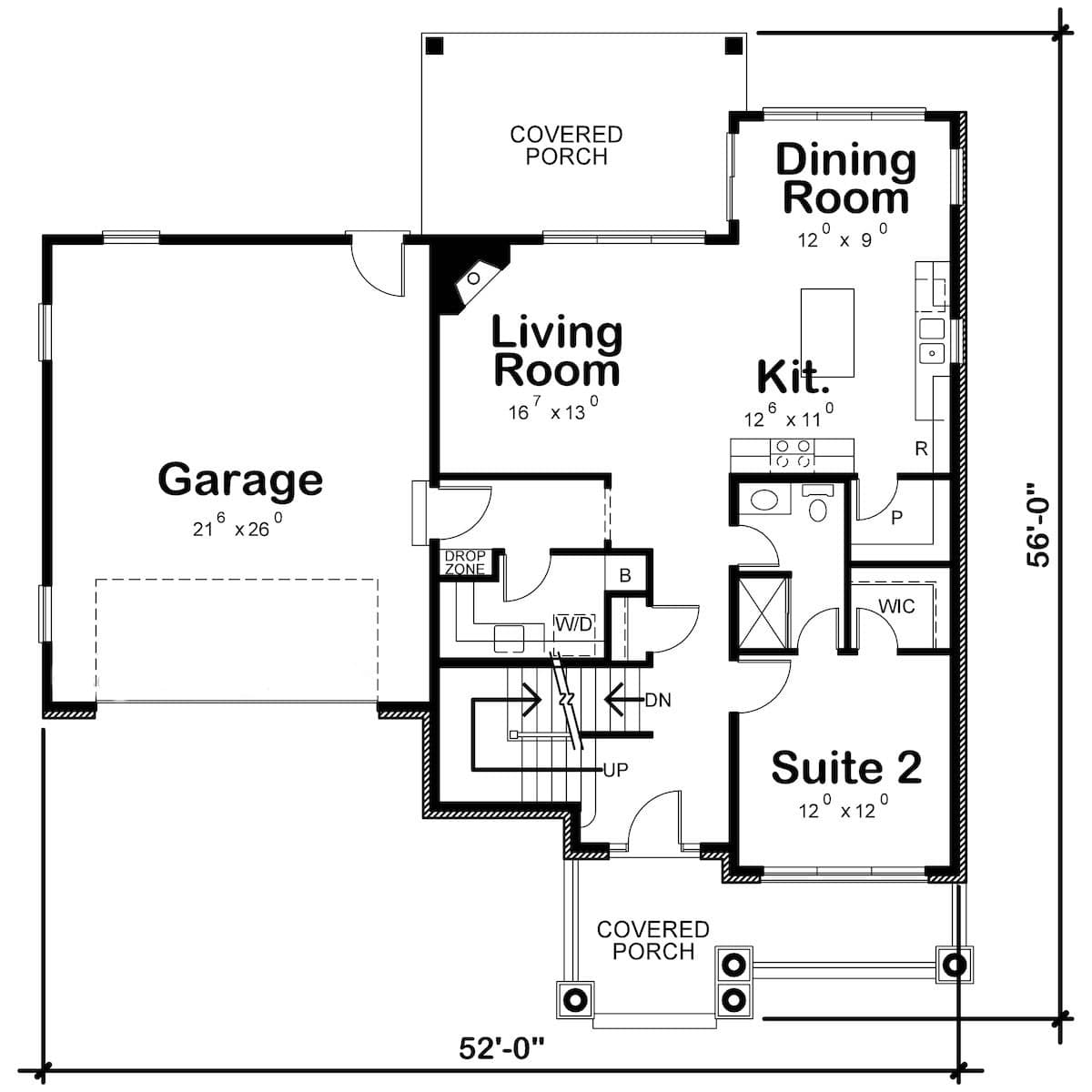 Floor Plan Main Level of Traditional Plan #120-2577